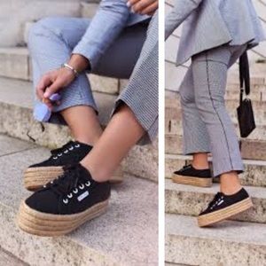 Superga Platform Black Espadrilles